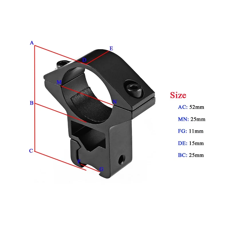 Spike riflescope offset scope mounts with 11mm rail and 25.4mm tube