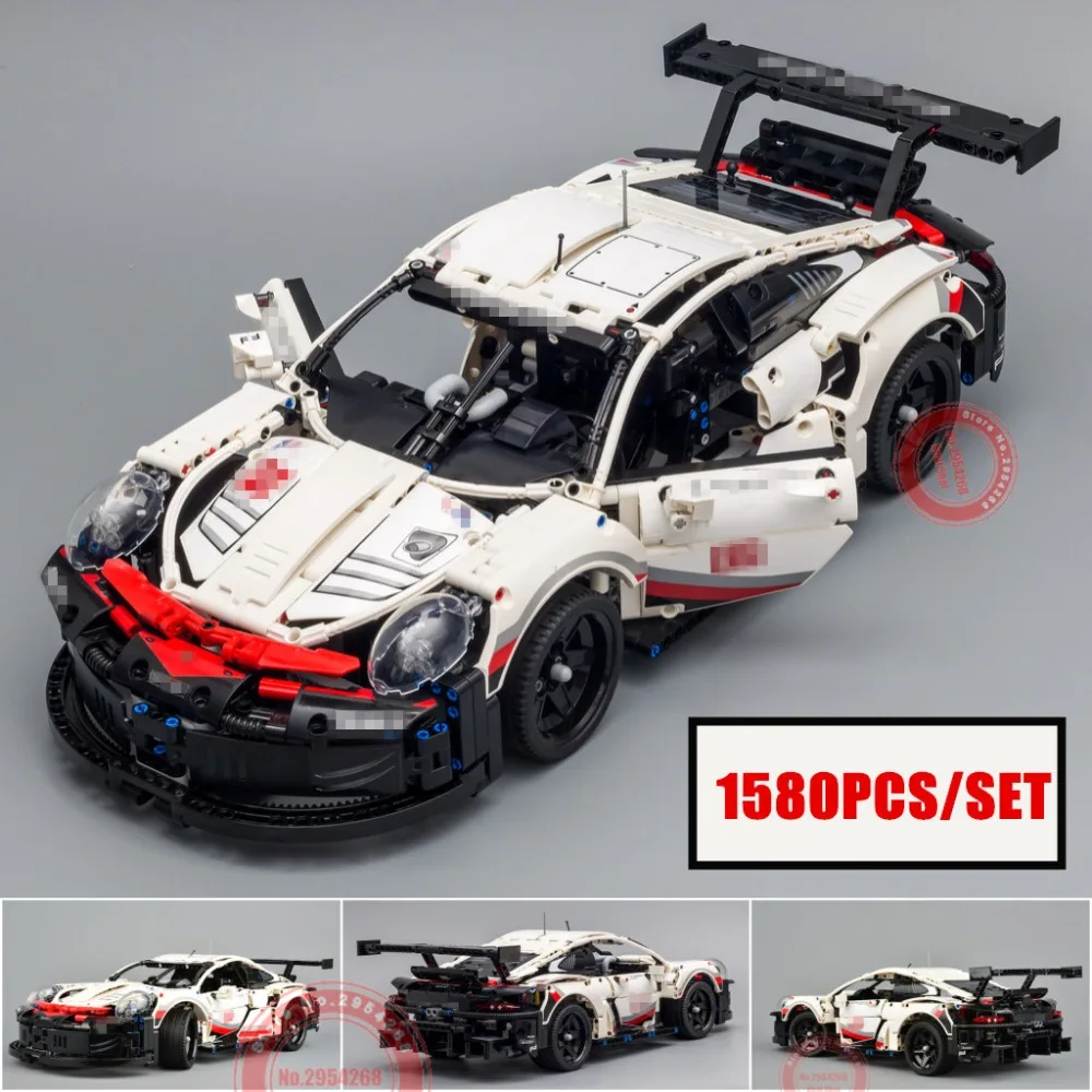 

New 1580pcs Technic series White Super Racing Car fit technic city Model kits Building Blocks Bricks diy Toys gift