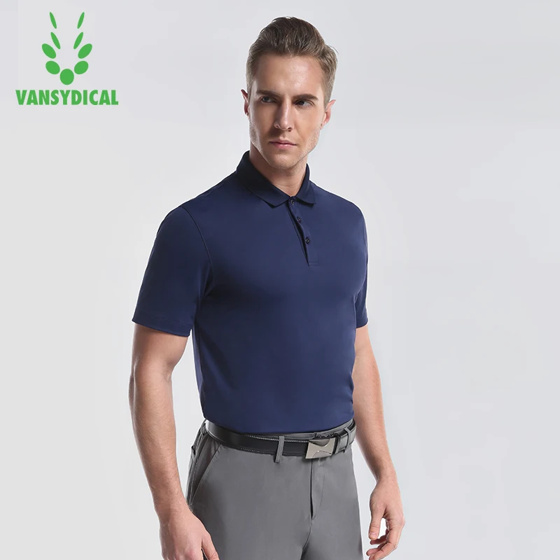 Vansydical Mens Golf Shirts Short Sleeve Tennis Shirts Breathable Glof Training Golf Polo Summer Breathable Short Sleeved Shirt
