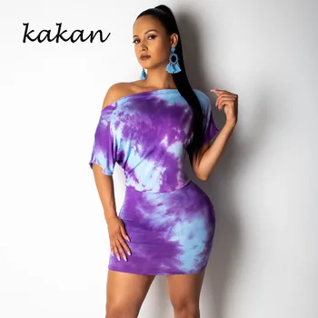 

Kakan 2019 new hot women's dress digital print sexy casual shoulder dress nightclub dress