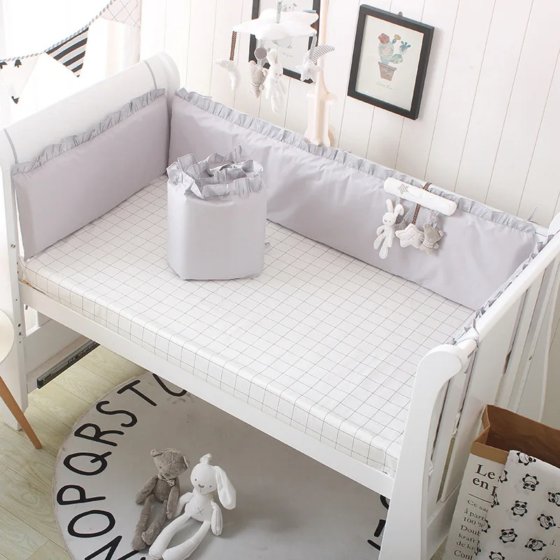 100% Cotton Baby Bedding Set Princess Pink Newborn Baby Crib Bedding Set For Girls Boys Washable Cot Bed Linen 4 Bumpers + 1 Sheet baby crib sheet,baby crib bumper,baby pillowcase,baby crib bedding set