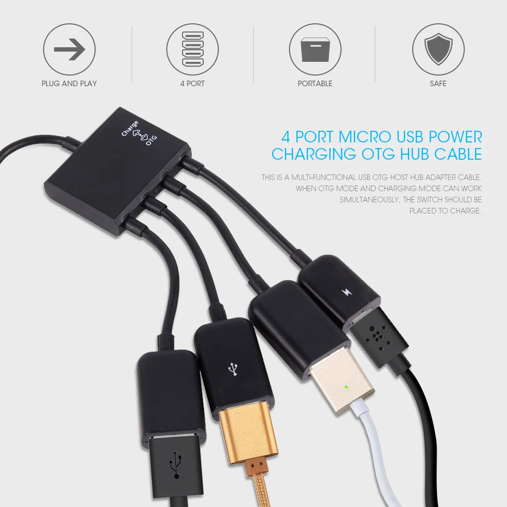 Микро Usb концентратор кабель адаптер 4 порта сплиттер с зарядкой питания для Samsung