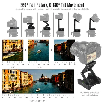 

Andoer Tripod Head Folding Z Tilt 360 Degree Quick Release Plate Stand Mount Spirit Level for Canon Nikon Pentax DSLR Camera