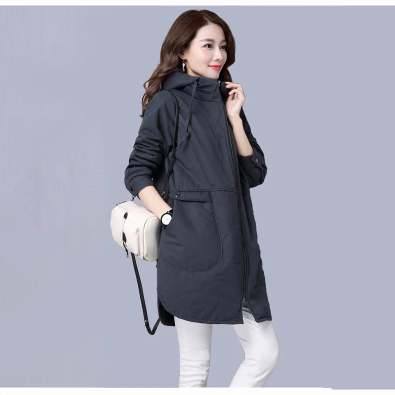 Black Hiver Coton Manches gray 2018 Parkas Solide Mode Femmes Zipper À Ll322 Section Longue Chaud Moyen Couleur Nouveau Longues Manteau Capuche 11wHr
