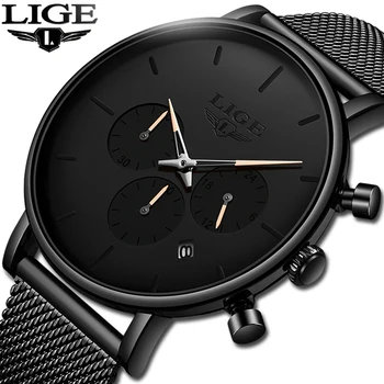 

LIGE New Business Date Mens Watches Top Brand Luxury Waterproof Sport Watch Men Ultra Thin Dial Quartz Watch Casual Reloj Hombre