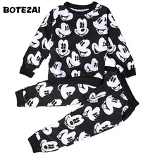 Модный спортивный костюм для маленьких мальчиков и девочек, детская одежда с дизайном «Микки», Детский свитер+ брюки, комплект одежды из двух предметов, хлопковый свитер