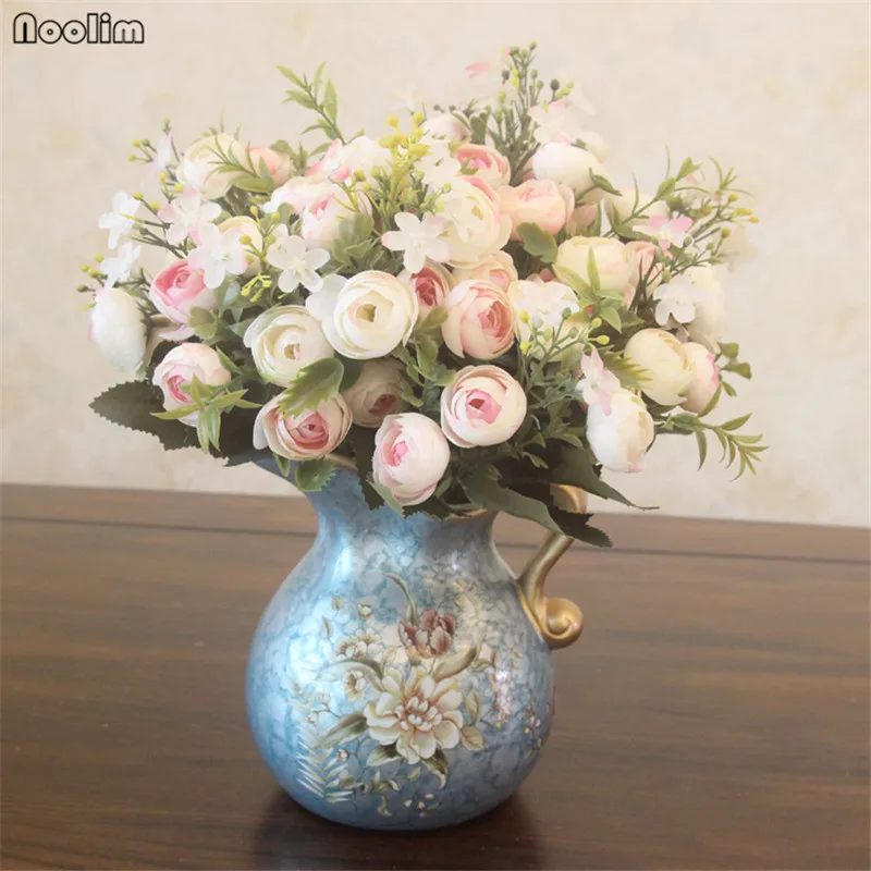 NOOLIM Modern Luxury Simple Mesa of Painting of Flowers and Birds in Vase Ceramic Small Milk Pot Process Home Decoration