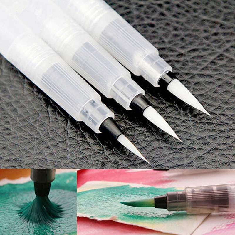 1pc Refillable Soft Water Brush Ink Pen Watercolor Calligraphy Painting Drawing Illustration Marker Pen S M L
