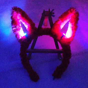 

New Sequins Plush Bunny Ears LED Blinking Glow Headband Women Girls Flashing Hairband Birthday Party Wedding Halloween