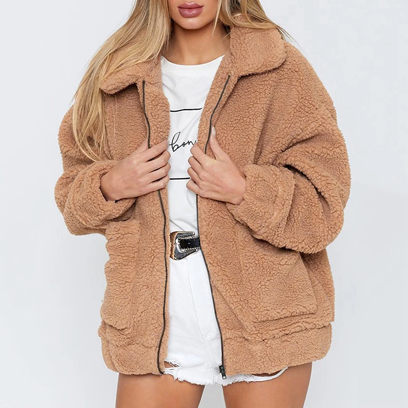 Women Autumn Winter Jacket Coat Faux Fur Coat Fake Fleece Jacket Fluffy Jackets Overcoat Casual 3XL Plus Size Outwear