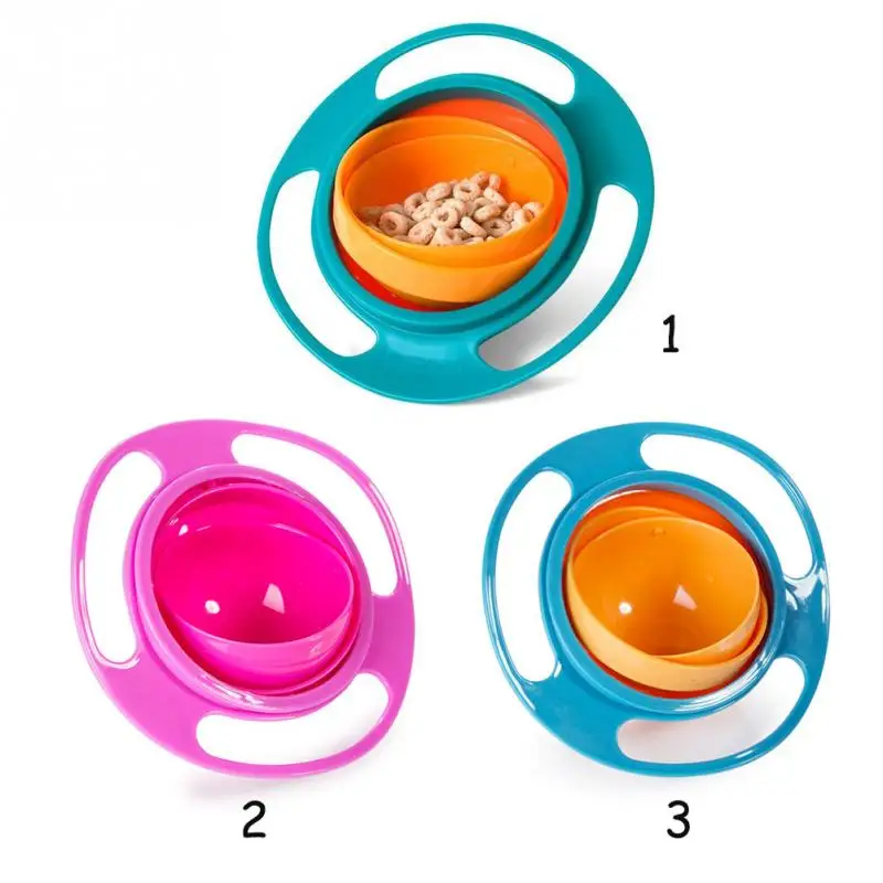 Дизайн ABS пластик здоровый ребенок дети не проливается кормления малыша гироскоп форма чаша 360 Вращающийся Избегайте проливания пищи миска