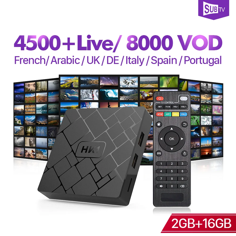 

IPTV Italy SUBTV Subscription HK1W Tv Box Android 7.1 Media Player France Arabic IPTV Box Portugal UK Spain Germany Turkey IP TV