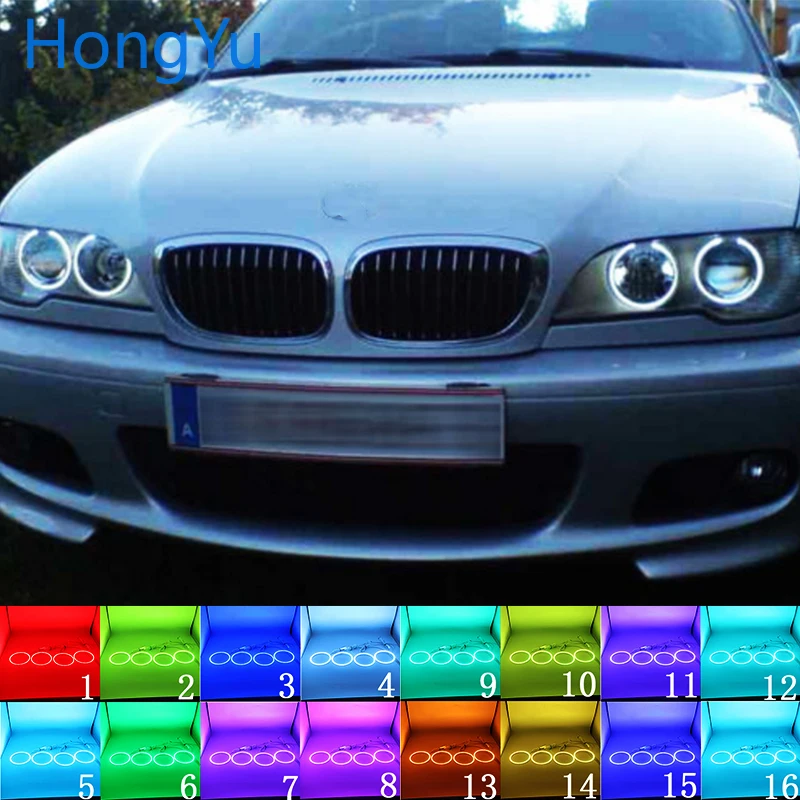 

Latest Headlight Multi-color RGB LED Angel Eyes Halo Ring Eye DRL RF Remote Control for BMW 3 Series E46 2004 -2006 Accessories