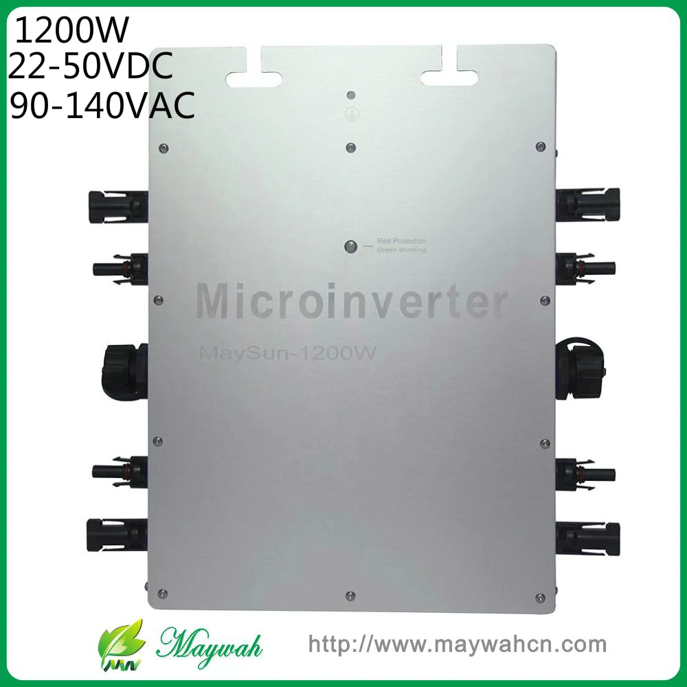 

Maywah@22-50VDC 110V,120Vac Micro Inverter for solar panels, IP65 Waterproof MaySun 1200W with 4 MPPT, Home Solar Power System