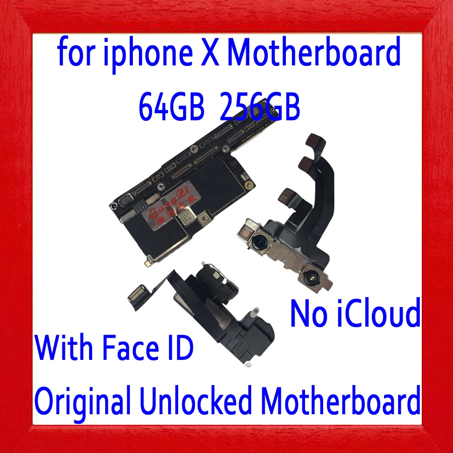 

64GB 256GB for iphone X Motherboard with Face ID,Original unlocked for iphone X Mainboard with Clean iCloud,for iphone X Plate