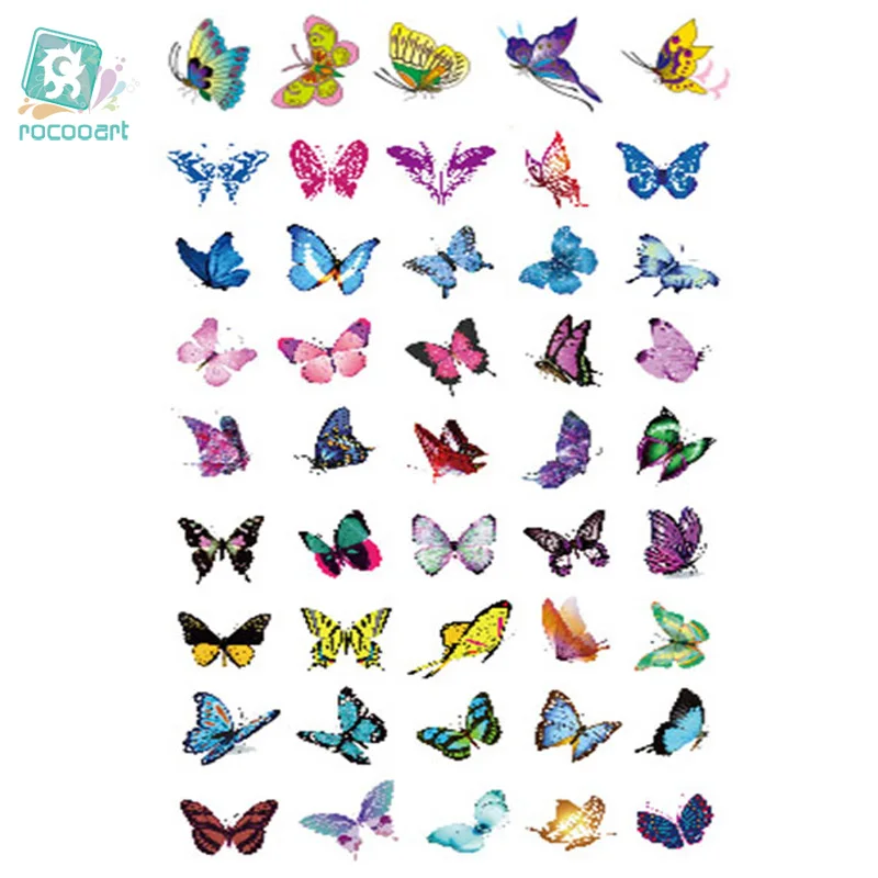 

Rocooart RC2315 Waterproof Temporary Tattoo Stickers Glitter Colorful Butterfly Fake Tattoo Water Transfer Tattoo Taty Body Art