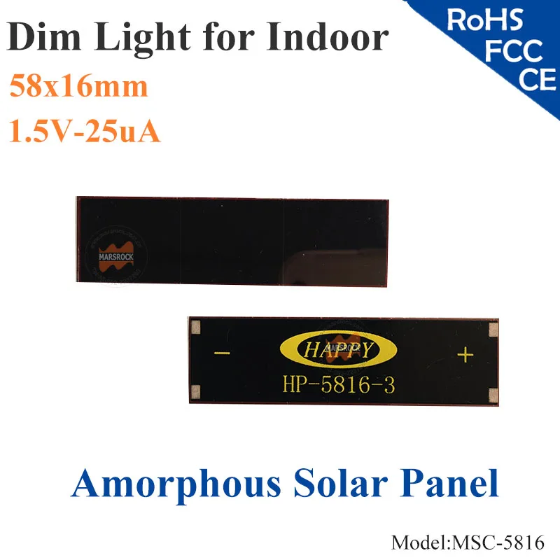 Solares de Silício Amorfo de Película Fina para o Interior do Produto Ito de Células Luz Vidro Calculadora Brinquedos 0-1 Bateria 58x16mm 1.5 v 25ua Dim