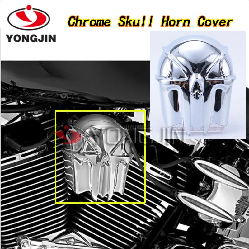 New Horn Cover For Harley Softail Dyna Touring 1992 2013 Chrome Skull