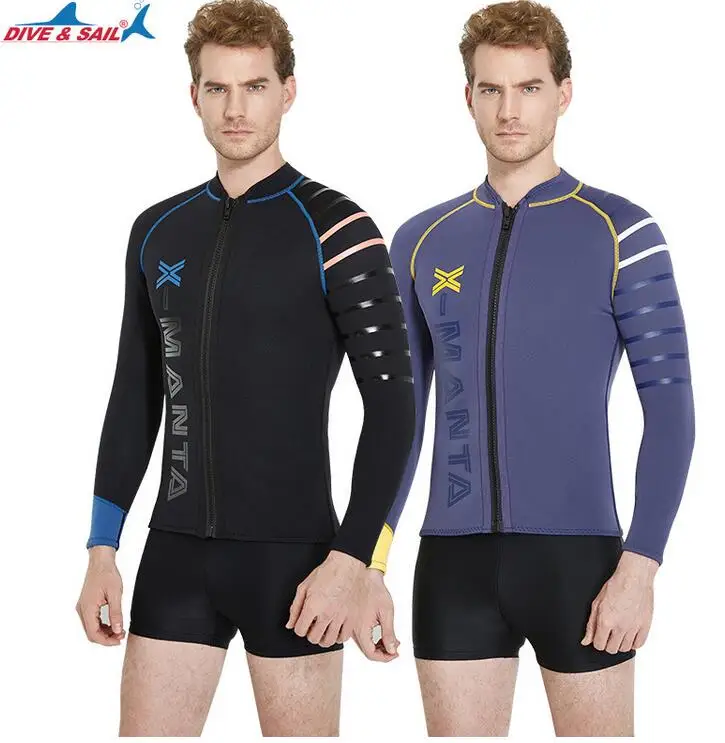 Dive&Sail Men's 3mm Wetsuit Jacket Front Zipper Long Sleeve Neoprene