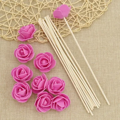 10pcs Colorful 3mm Rattan Artificial Flower Fragrance Diffuser Replacement Refill Stick Home Decor Supplies - Цвет: Rose Red