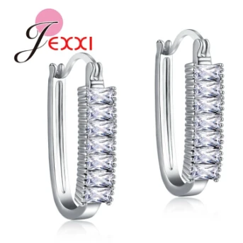 CZ Кристалл 925 пробы серебряные серьги для женщин модные свадебные ювелирные изделия Роскошные Очаровательные массивные серьги для девочек - Окраска металла: E7701