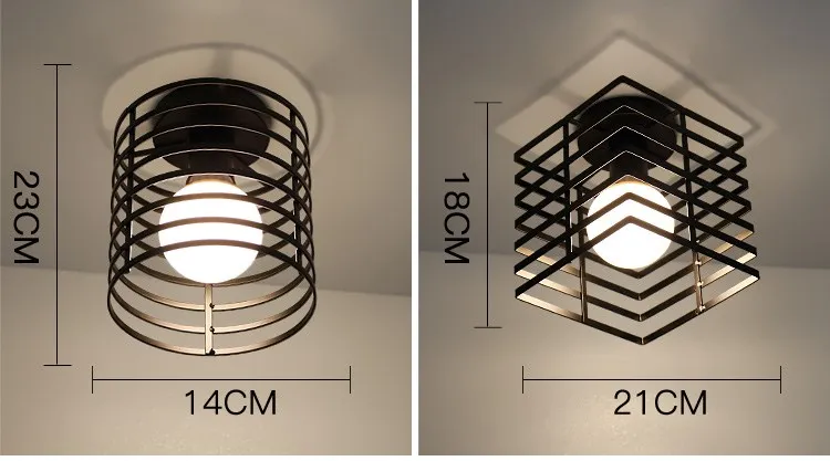 Современный простой белый черный винтажный потолочный светильник Ретро железная клетка потолочный светодиодный светильник E27 кухня балкон вход Luminaria Lamparas