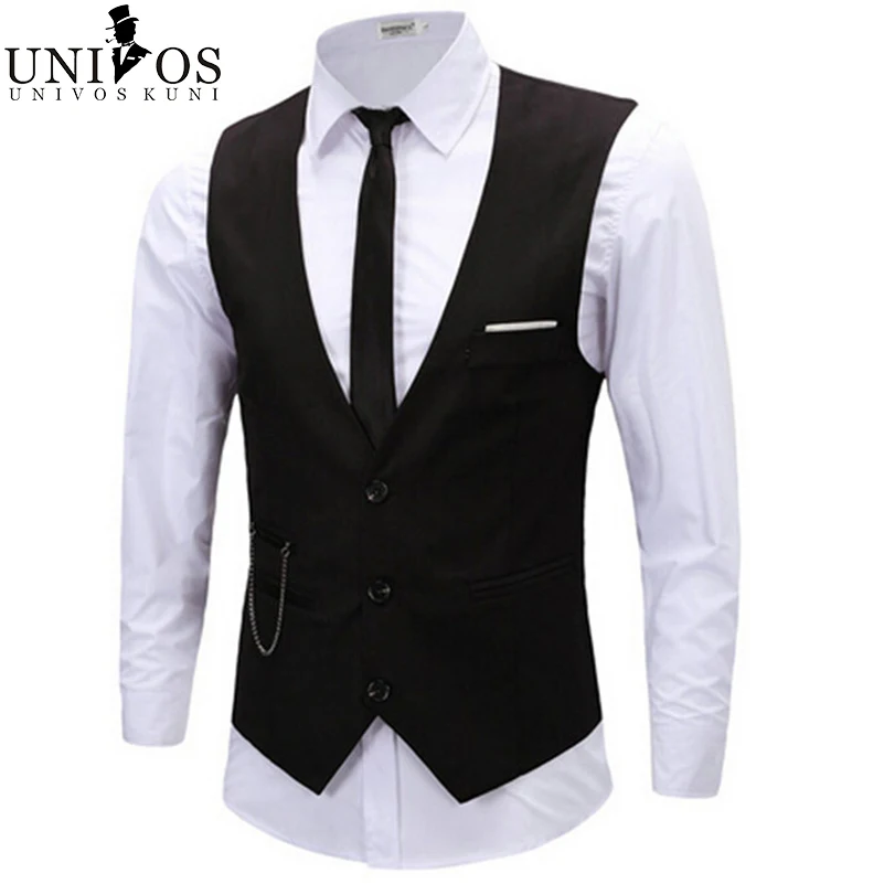 Plus Size 3XL Vest Men 2016 Spring Slim Brand Men's Slim Dress Business