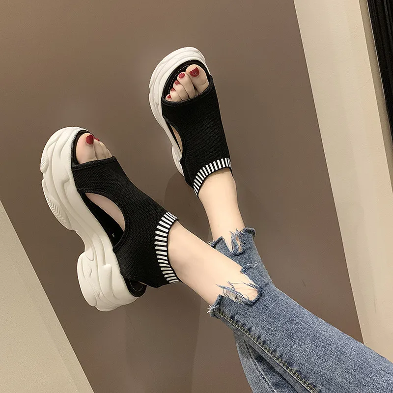 

Fish mouth sports sandals female summer 2019 new muffin thick-soled fashion student casual beach shoes