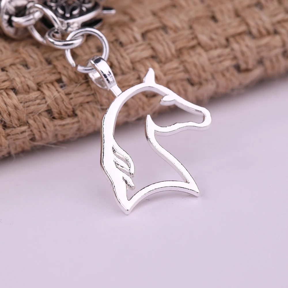 Silver Plated Fashion Thick Charm & Wheat Chain Bracelet Trendy Men Bracelets Bangle Horse Pendants Women Jewelry