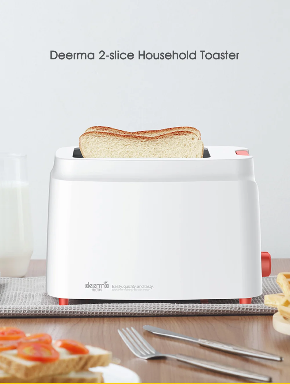 Deerma Automatic Electric Bread Baking Machine Toaster Breakfast Toast Sandwich Maker 9 Gears Adjustable Household Home