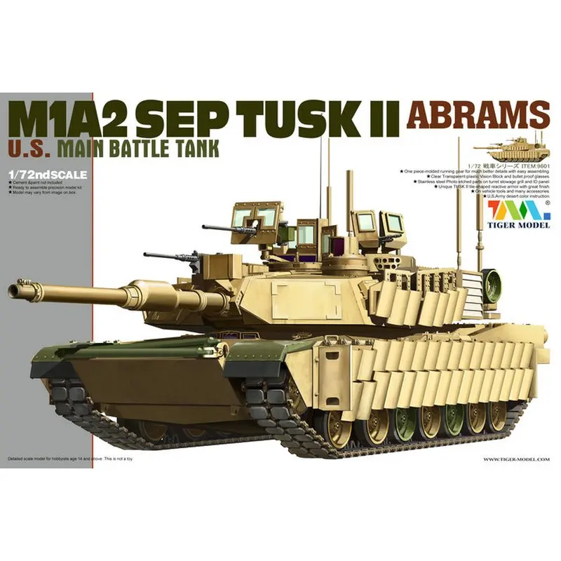 Модель тигра 9601 1/72 U.S M1A2 TUSK II Основной боевой танк-масштаб модель комплект |