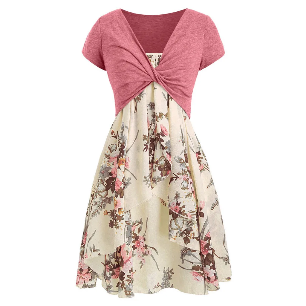 

JAYCOSIN 2019 New Summer Women Suit Sexy Casual Bohemian Solid Cross Crop Top Flower Print Ruffles Dress For Beach 9042915