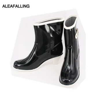 

Aleafalling Women Rain Boots Mature Lady Slip On Waterproof Lady Shoes Buckle High Heel Ankle Outdoor Girl's Shoes AW01