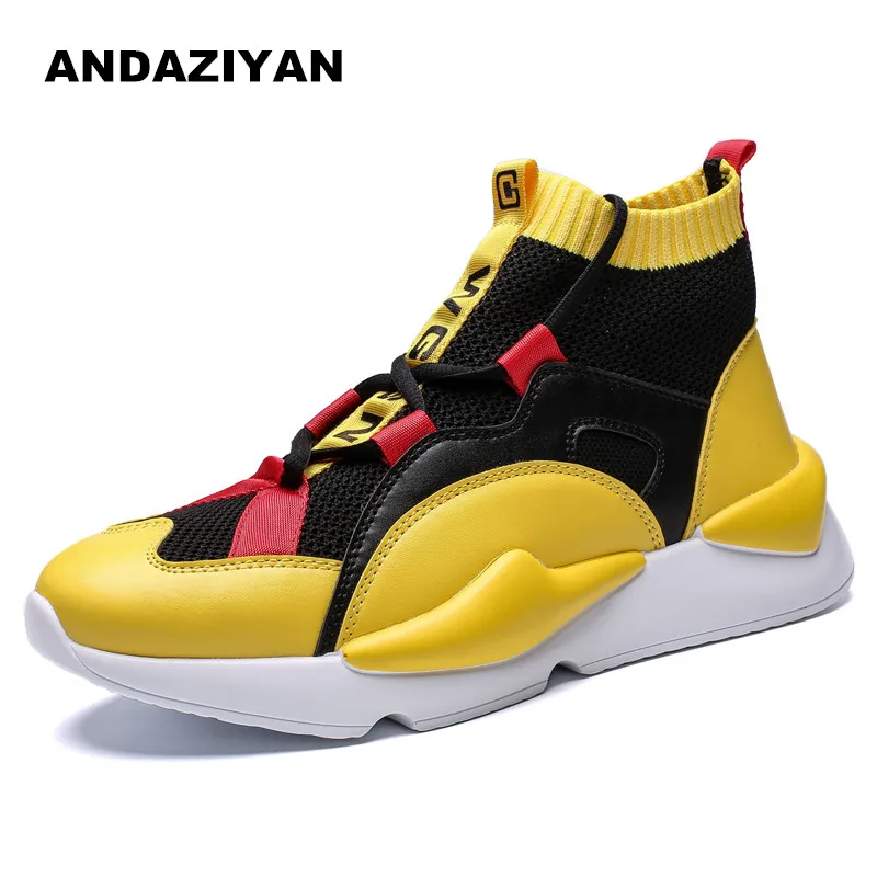 

Cross-border casual high-top flying woven socks shoes men's explosion models