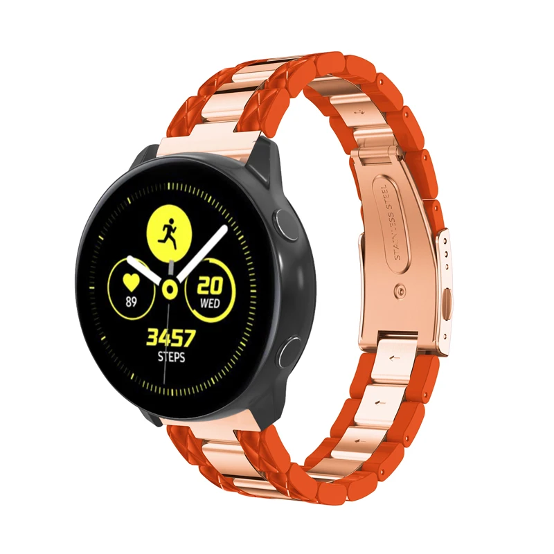 20 мм ремешок для samsung galaxy watch active 42 мм ремешок из смолы и нержавеющей стали браслет amazfit bip Ticwatch E/2 huawei watch 2 ремень