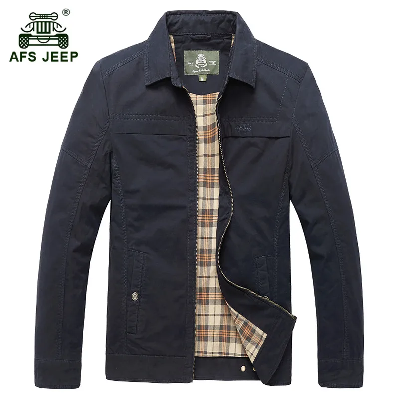 AFS JEEP 2017 Middle age men autumn classic casual brand 100% pure cotton army green jackets man spring khaki jacket black coats