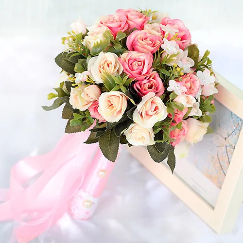 Buqetat me te bukura te nuses - Faqe 11 2017-Pink-White-Wedding-font-b-Bouquet-b-font-Handmade-Artificial-Flower-Rose-buque-casamento-Bridal