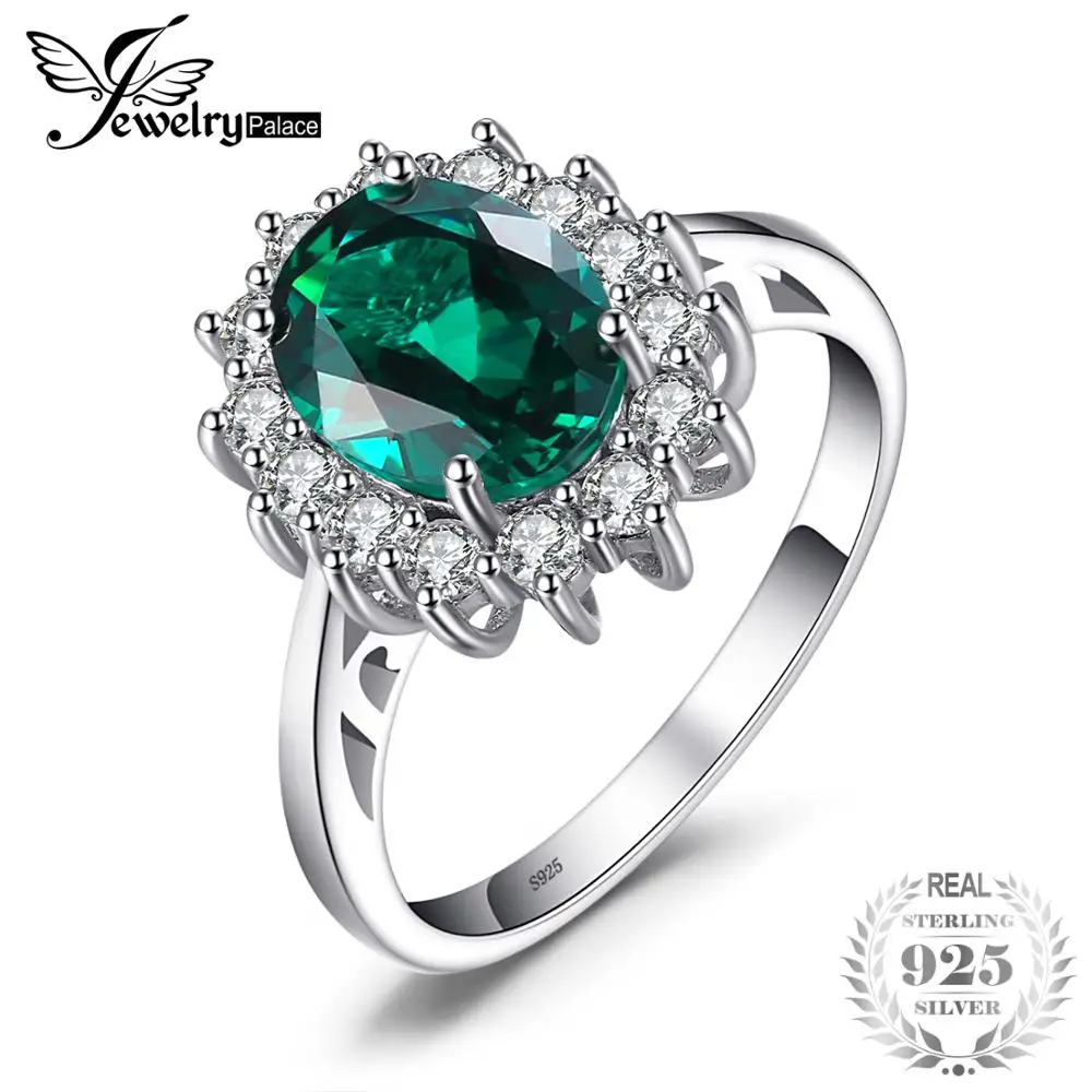 Jewelrypalace Princess Diana William Kate Middletons 25Ct Created Emerald Ring Solid 925 Sterling Silver For Women Gift huismerk kopen in de aanbieding Jewelrypalace Princess Diana William Kate Middletons 25Ct Created Emerald Ring Solid 925 Sterling Silver For Women Gift huismerk kopen in de aanbieding