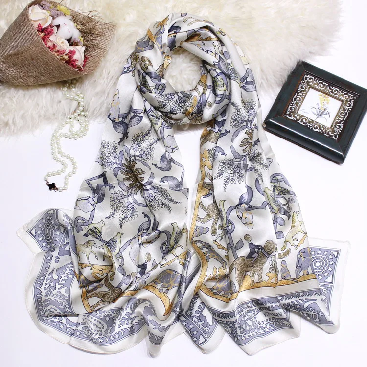 Animal Kindom Printed Elegant 100% Silk Georgette Scarf All-season Pashmina Scarves Women Accessory Drop Shipping ZSCJ38 |