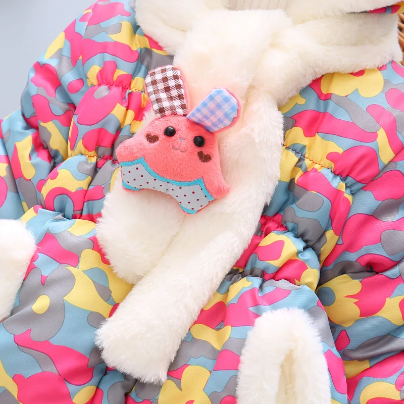 Jaqueta de Bebê Infantil do Bebê Parka da Criança Bibihou Inverno Bonito Coelho Grosso Algodão-acolchoado Bebê Menina Outerwear Meninos Meninas Neve Wear 12 High Quality Mamãe e Bebê