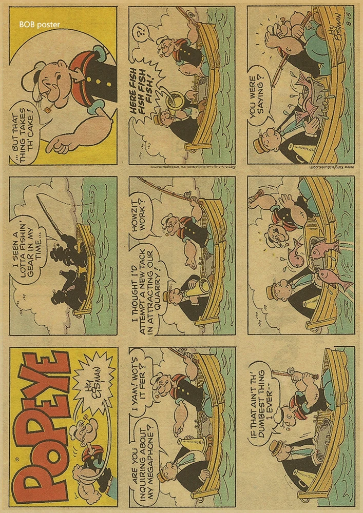 Popeye в морском стиле с Betty Boop плакат/Ретро Постер Мультфильма фильма/крафт-бумаги/ретро постер/детская комната, декоративный светильник - Цвет: H32