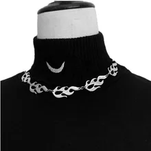 Ожерелье-чокер с пламенем в стиле Харадзюку, панк, хип-хоп, цепочка, мода, регулируемое ожерелье s