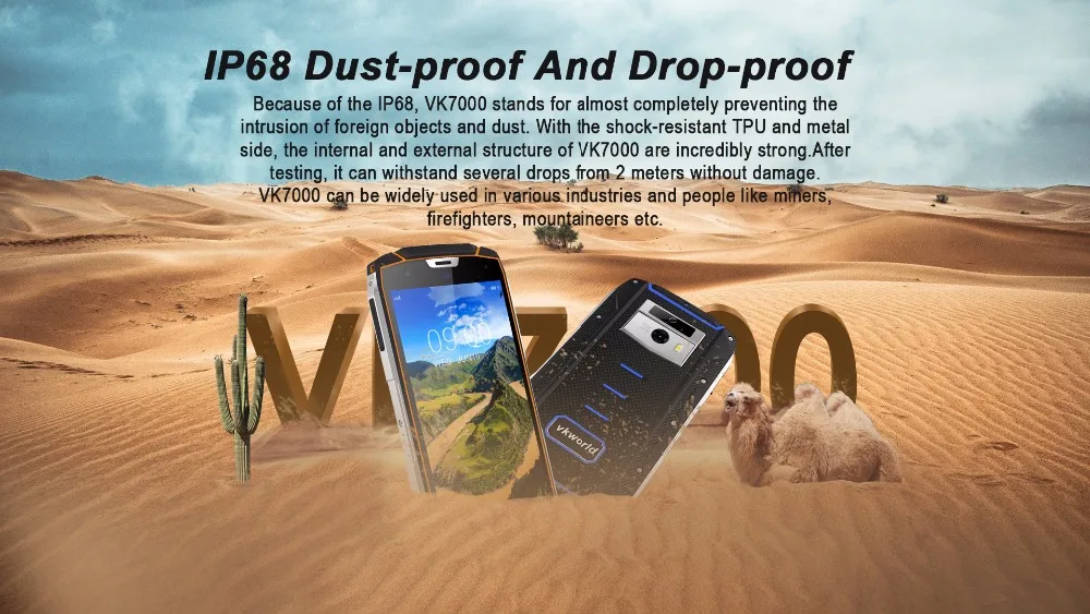 Vkworld VK7000 водонепроницаемый смартфон с IP68 5,2 "mtk6750t восемь ядер Android 8,0 5600 мАч 4 ГБ Оперативная память 64 ГБ Встроенная память 13mp Face ID мобильного