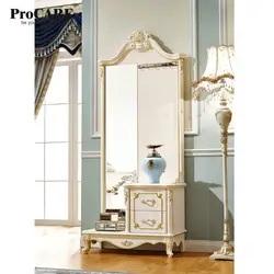 Роскошный европейский и американский стиль туалетный зеркало с ящиком для спальни с золотой резьбой