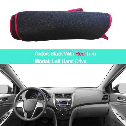 Car Inner Dashboard Cover Dash Mat Carpet Cape Cushion For Hyundai Solaris Accent Verna 2012- 4th Gen RB Series Car Styling - Название цвета: Красный