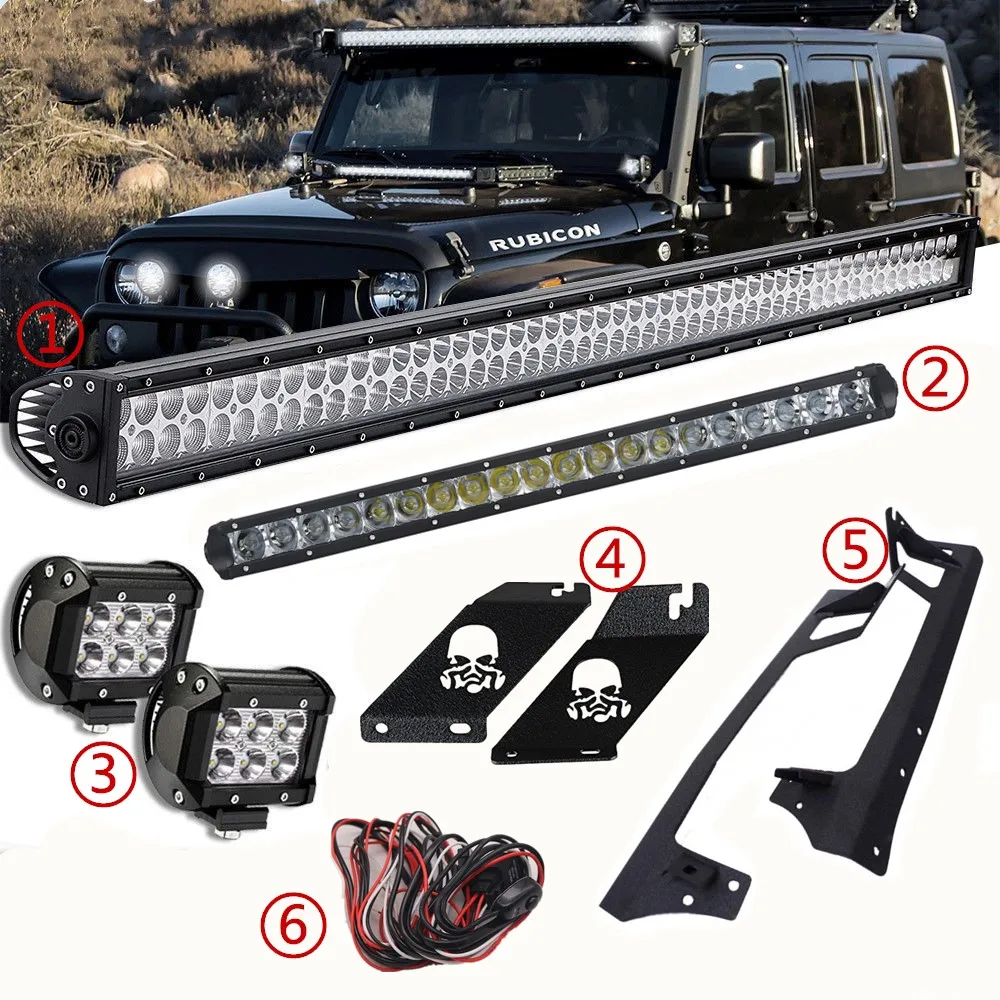 Аксессуары Wrangler 5" 300 Вт светодиодная световая панель+ 18 Вт прожектор+ 22 дюйма 100 Вт 3D бар свет+ соответствующие кронштейны для Jeep JK 07-18