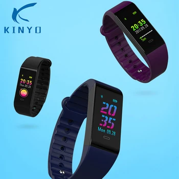 

Kinyo 2018 Bluetooth Smart Bracelet Activity Tracker Dynamic Heart Rate Monitoring Smart Band with 0.96 inches TFT Color Screen