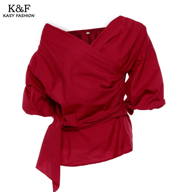 

2019 Spring Women Trendy Flowy Cross Tops and Blouses XL Sexy V Neck Printed Wrap Shirt Ladies Nice Office Work Tunic Tops