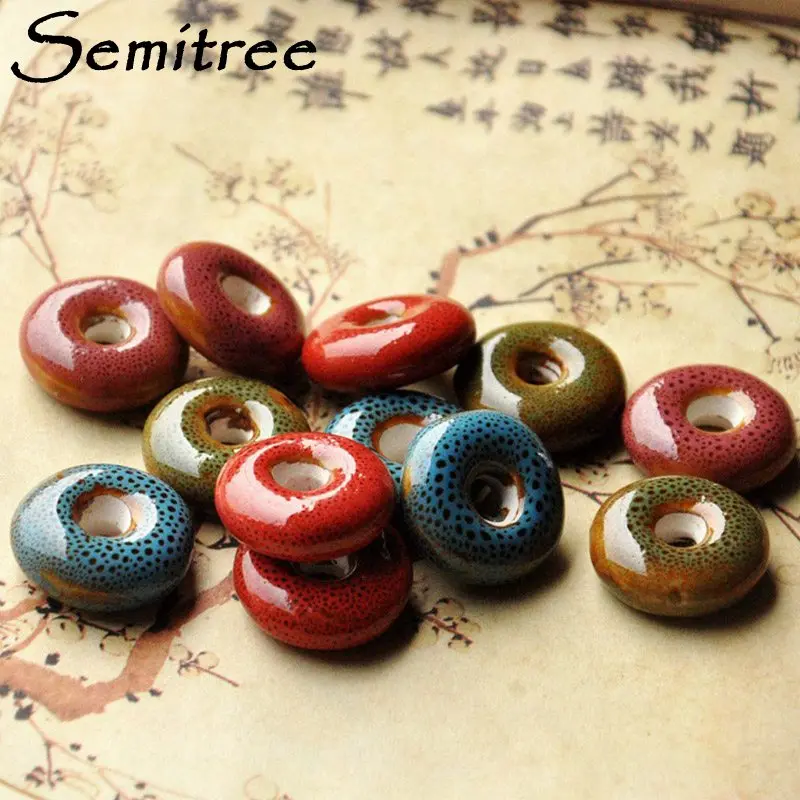 

10Pcs/Lot Big Hole Size 5mm Ceramic Beads Dia. 20mm Spacer Beads DIY Woven Bracelet Necklace Jewelry Making Materials Supplies
