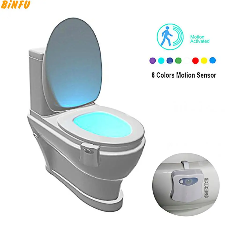 

Toilet Light,Smart Bathroom Toilet Nightlight Led Body Motion Activated Seat Sensor Lamp 8 Color Pir Toilet Night Light Lamp
